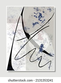 Abstract illustration vector hand drawn painted brush stroke shape contemporary minimal aesthetic mid century modern art design