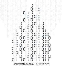 Abstract illustration. Vector streaming binary code background.