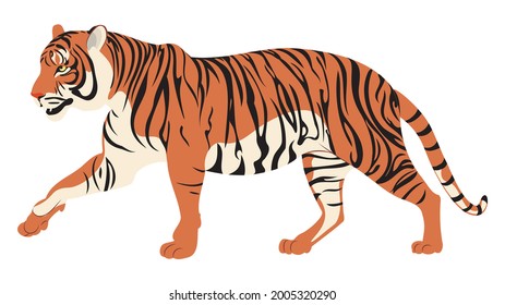 Abstract illustration of walking red tiger design