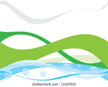 Abstract illustration of water, mountains and clouds