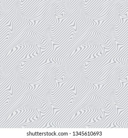 Abstract Illustration of Wave Stripes. Gray and White Striped Background with Geometric Pattern and Visual Distortion Effect. Op art