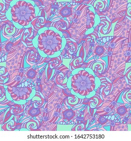 Abstract illustration waves. Colorful doodles. Seamless pattern. Use it as pattern fills, web page background, surface textures, fabric or paper, wrapping, backdrop design