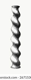 Ilustración Abstractas de una columna ondulada en espiral. El diseño ondulado crea una sensación de movimiento. Patrones ondulados y en espiral dominan la obra de arte. Ilustración de Antiguas, Vector.