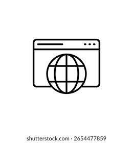 Abstract Illustration Of A Web Browser With A Globe Overlaying It