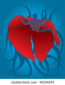 Abstract illustration which symbolically represents revival, a spiritual birth of the new person, from a flower.