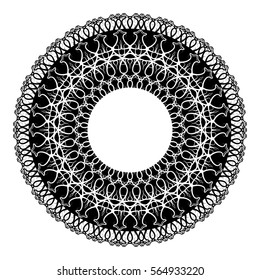 abstract illustration, white background - black and white lines with circle in the middle