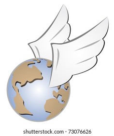 Abstract illustration of winged globe