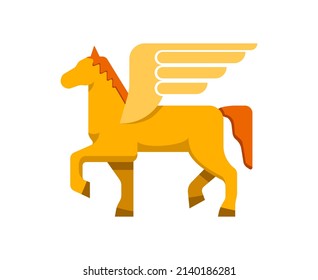 An abstract illustration of the winged mythological horse Pegasus. Drawing of the Flying Horse from simple geometric shapes. Isolated on white background. Vector graphics