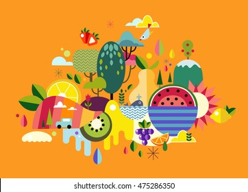 Abstract illustration World Fruit