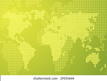 Abstract illustration of world map in mosaic style
