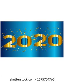 Abstract illustration a year of 2020 with black and blue colors background. golden design