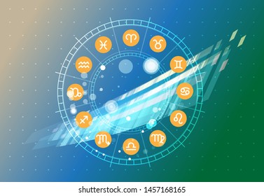  Abstract Illustration of Zodiac and Astrological Symbols as EPS 10 File