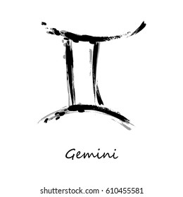 Abstract illustration of the zodiac sign Gemini. Zodiac icon. Astrology.