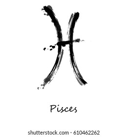 Abstract illustration of the zodiac sign Pisces. Zodiac icon. Astrology.