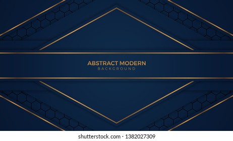 Abstract illustration.Abstract bright blue color. luxury dark blue with gold Vector illustration design.Cool strip wave poster element. Modern bright colors. - Vector