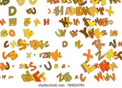 Abstract illustrations of alphabets letters, conceptual. Good for design background. Cartoon style vector.