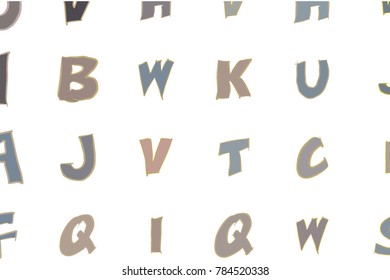 Abstract illustrations of alphabets letters, conceptual. Good for design background. Cartoon style vector.