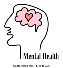 Ejemplos abstractos de cerebro y corazón. Concepto de salud mental.