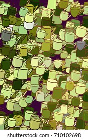 Abstract illustrations of coffee cup, conceptual. Good for design background. Cartoon style vector graphic.