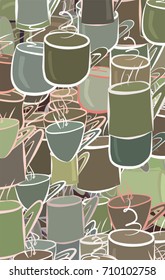 Abstract illustrations of coffee cup, conceptual. Good for design background. Cartoon style vector graphic.