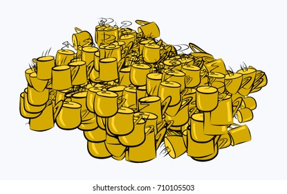 Abstract illustrations of coffee cup, conceptual. Good for design background. Cartoon style vector graphic.