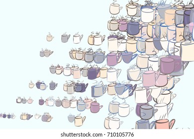 Abstract illustrations of coffee cup, conceptual. Good for design background. Cartoon style vector graphic.