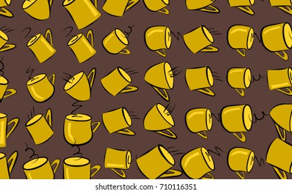 Abstract illustrations of coffee cup, conceptual. Good for design background. Cartoon style vector graphic.