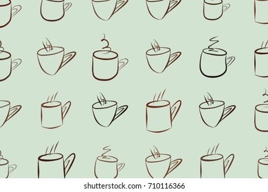 Abstract illustrations of coffee cup, conceptual. Good for design background. Cartoon style vector graphic.