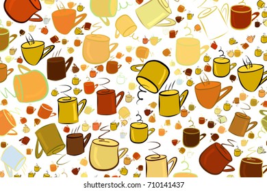 Abstract illustrations of coffee cup, conceptual. Good for design background. Cartoon style vector graphic.