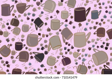 Abstract illustrations of coffee cup, conceptual. Good for design background. Cartoon style vector graphic.