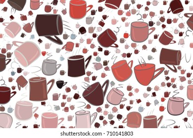 Abstract illustrations of coffee cup, conceptual. Good for design background. Cartoon style vector graphic.