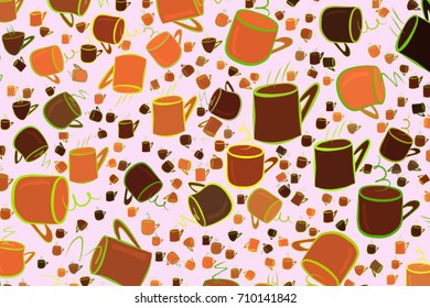 Abstract illustrations of coffee cup, conceptual. Good for design background. Cartoon style vector graphic.