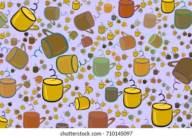 Abstract illustrations of coffee cup, conceptual. Good for design background. Cartoon style vector graphic.