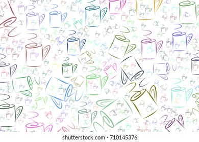 Abstract illustrations of coffee cup, conceptual. Good for design background. Cartoon style vector graphic.