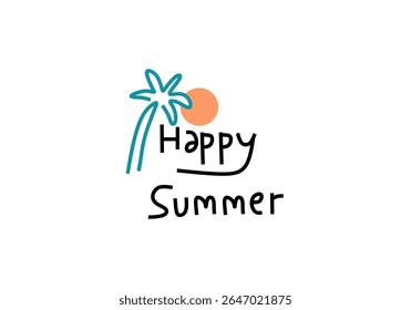 abstract illustrations, each depicting a unique aspect of summer and tropical themes.