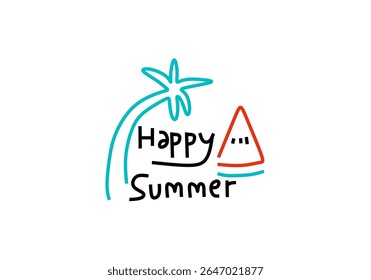 abstract illustrations, each depicting a unique aspect of summer and tropical themes.