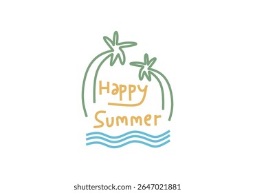 abstract illustrations, each depicting a unique aspect of summer and tropical themes.