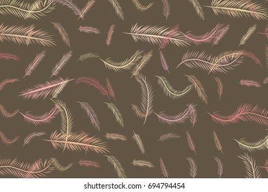 Abstract illustrations of feather, conceptual. Good for design background. Cartoon style vector graphic.