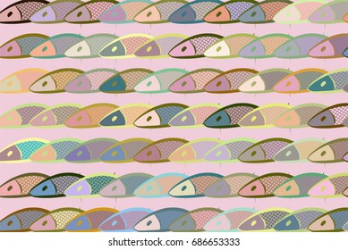 Abstract illustrations of fish, conceptual pattern. Good for design background. Vector graphic.