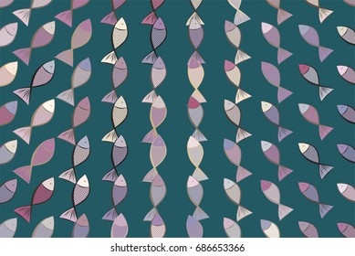 Abstract illustrations of fish, conceptual pattern. Good for design background. Vector graphic.