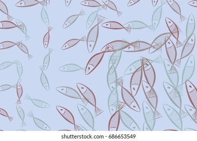 Abstract illustrations of fish, conceptual pattern. Good for design background. Vector graphic.