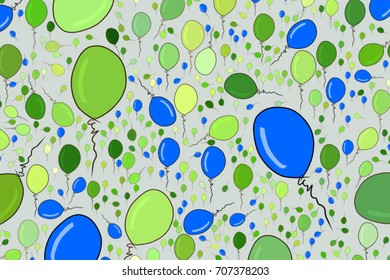 Abstract illustrations of flying balloons, conceptual. Good for design background. Cartoon style vector graphic.