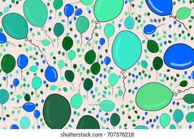 Abstract illustrations of flying balloons, conceptual. Good for design background. Cartoon style vector graphic.