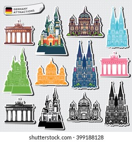 Abstract illustrations of Germany attractions
