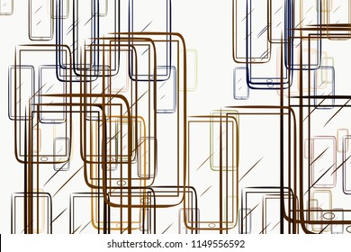 Abstract illustrations of handphone or mobilephone, conceptual. For design background. Vector artwork.