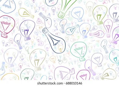 Abstract illustrations of light bulbs, conceptual pattern. Good for design background. Idea conceptual. Vector graphic.