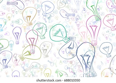 Abstract illustrations of light bulbs, conceptual pattern. Good for design background. Idea conceptual. Vector graphic.