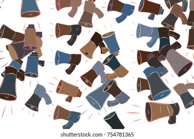 Abstract illustrations of loud speaker, conceptual. Good for design background. Cartoon style vector graphic.