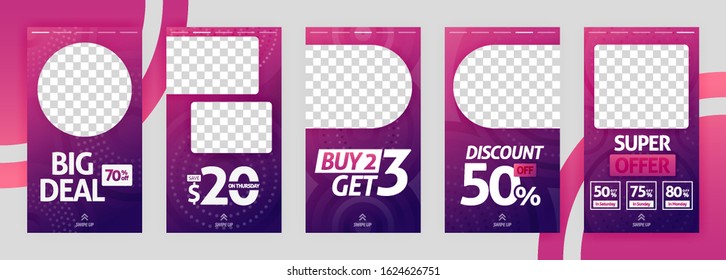 abstract illustrations of social media story template. post discount and sale for fashion and modern retail. advertising, marketing, promotion for online. digital print brochure, flyer, banner, card