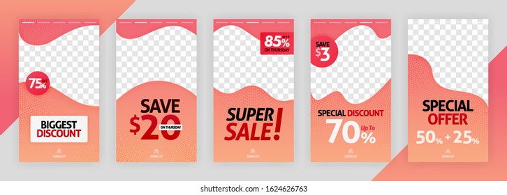 abstract illustrations template for stories, status, post for social media marketing and ads. fashion promos and online businesses. big discounts and offer. digital print brochure, flyer, banner, card